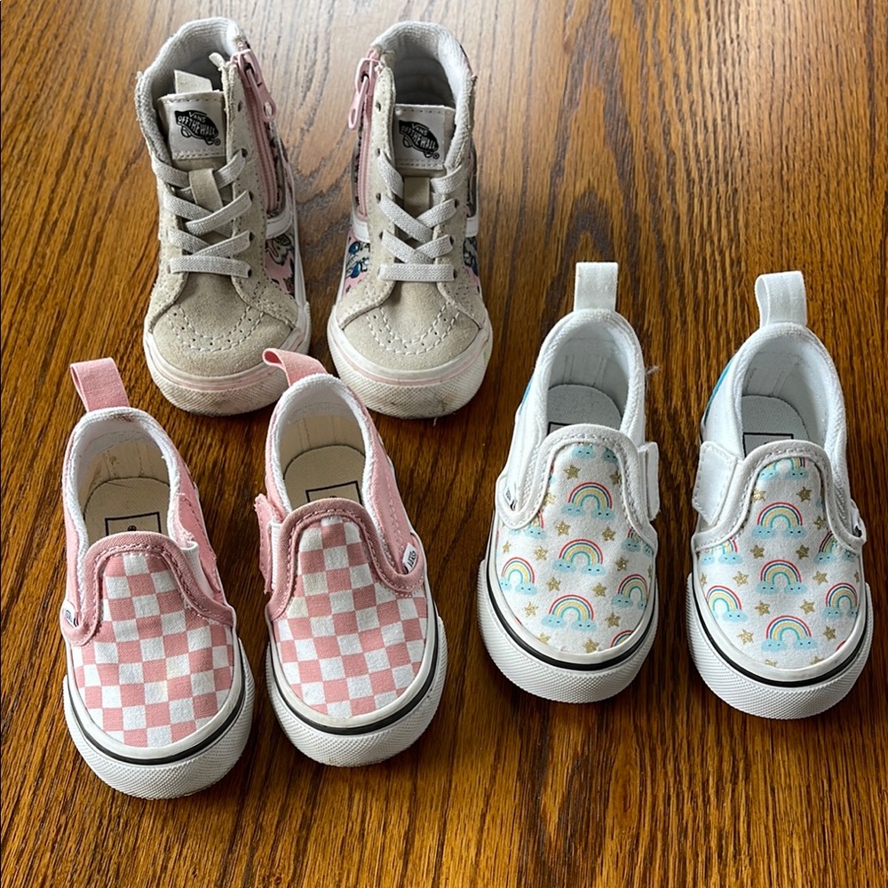 Vans Kids Checkerboard and Rainbow Slip-On Shoes